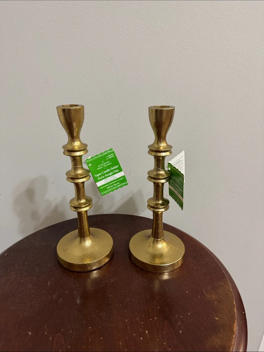 Ashland Gold Metallic Turned Candlestick Holders - Pair